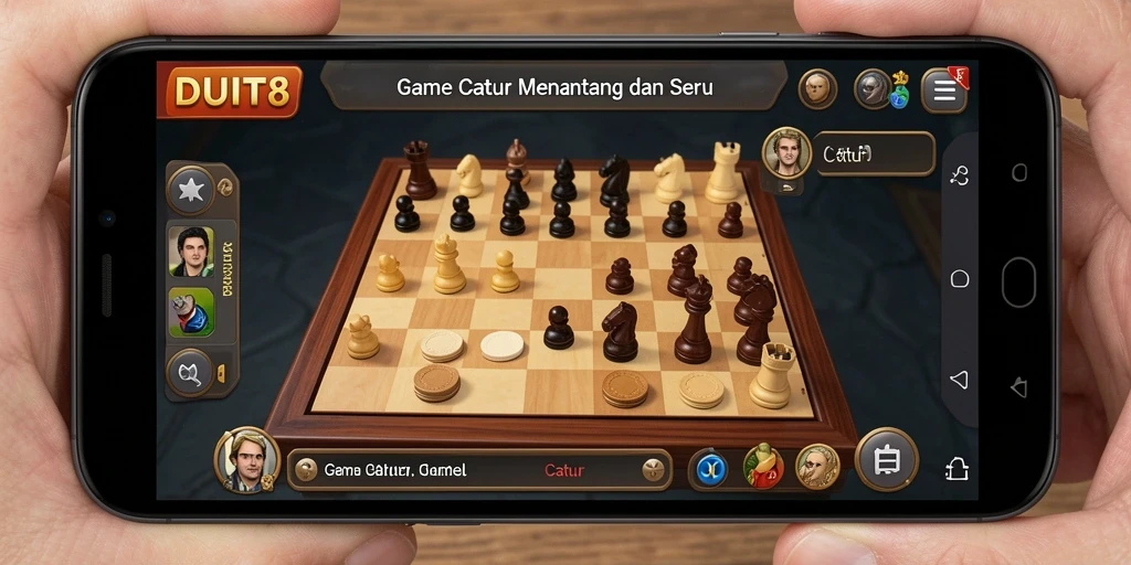 Tampilan antarmuka game Catur DUIT8 yang menarik.