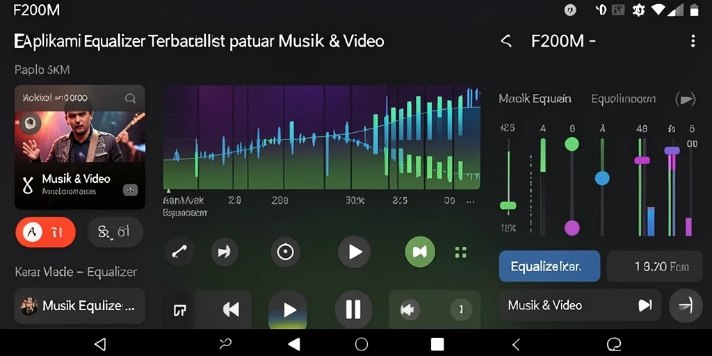 Screenshot antarmuka <strong>F200M</strong> yang menampilkan fungsi Equalizer yang lengkap.