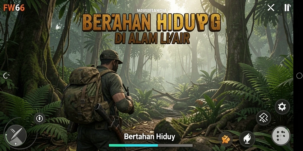 Tampilan antarmuka game bertahan hidup yang realistis dan menantang.