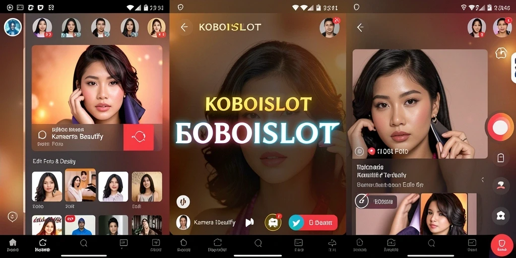 Antarmuka KOBOISLOT menampilkan berbagai fitur Kamera Beautify yang mudah diakses.