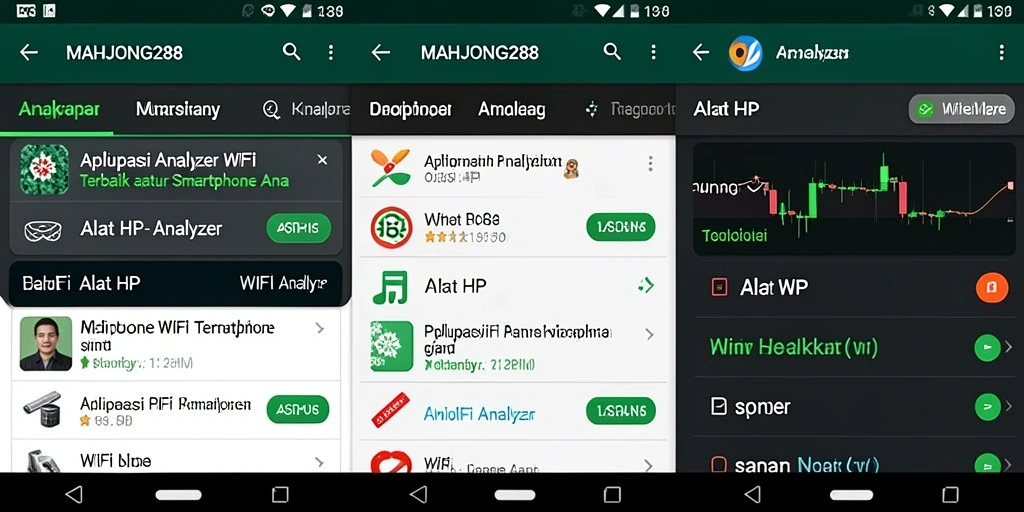 Antarmuka aplikasi MAHJONG288 menampilkan analisis jaringan WiFi dengan jelas.